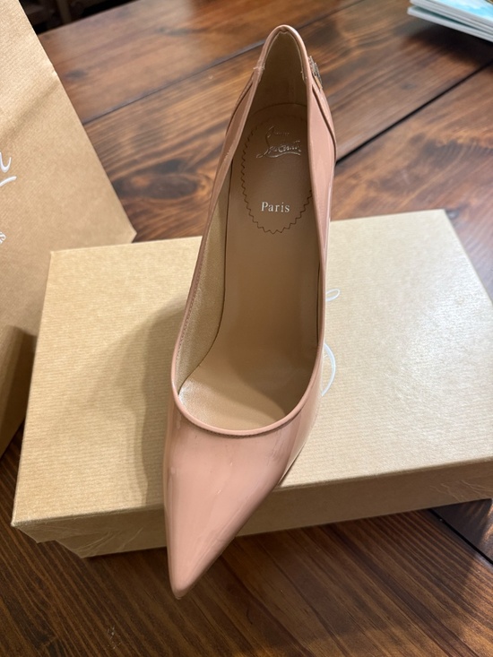 Christian Louboutin Sporty Kate 85 Nude Patent Leather Pump - Picture 3 of 7